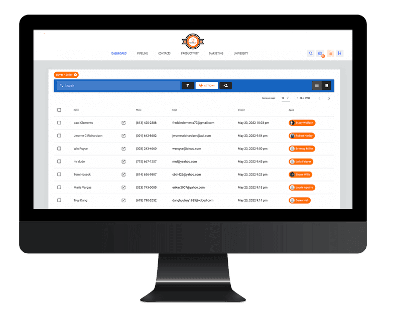 Market Maker CRM contacts dashboard